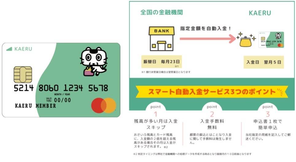 お買いものアシスタント機能付きプリペイドカードサービスKAERU(かえる)、ICチップ付きプリペイドカードおよびスマート自動入金(口座振替)機能を提供開始